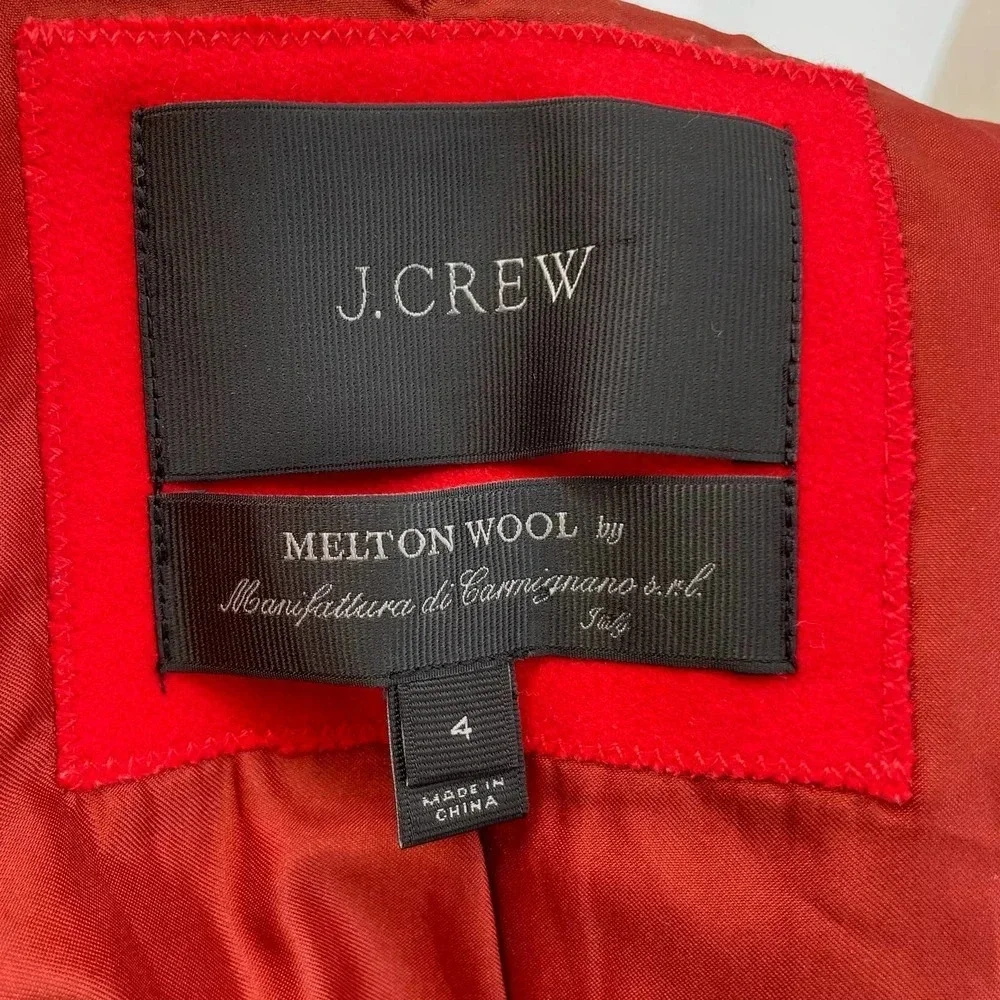 J. Crew Melton Wool Peacoat‎ Brilliant Flame Red Size 4